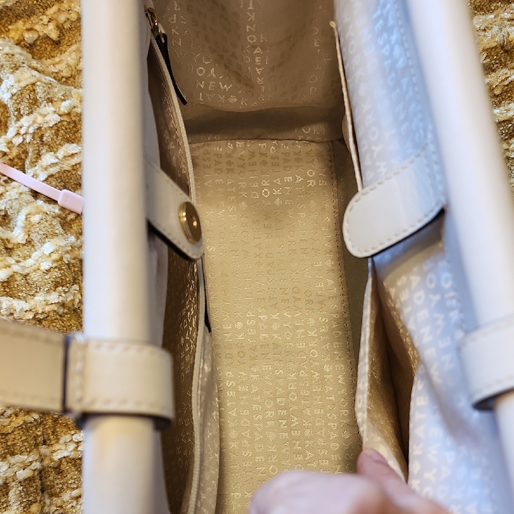 Kate Spade LIKE NEW Purse Satchel Medium Tote Bone White Cream - Picture 5 of 14
